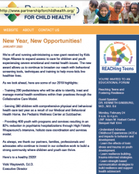 Partnership for Child Health monthly newsletter for January 2020